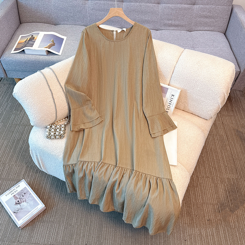 Winter Clothing Line - Zarif Vintage Yuvarlak Yaka Düz Renk