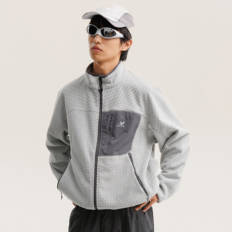 Wool Blend Coat - Sonbahar Kış Polar Polar Dalgalı Çizgili