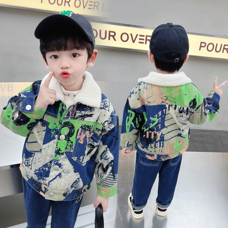 Winter Clothing Drawing - Çocuklar Bebek Sıcak Denim Ceket Parka