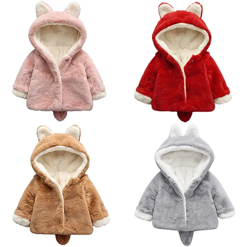 Winter Clothing For Babies - Sevimli kedi kulaklar peluş bebek ceket