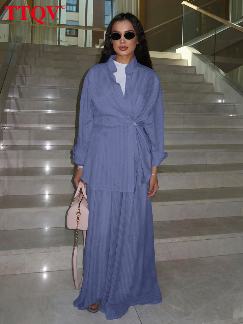 Winter Clothing Line - TTQV Moda Gevşek Mavi 2 Parça