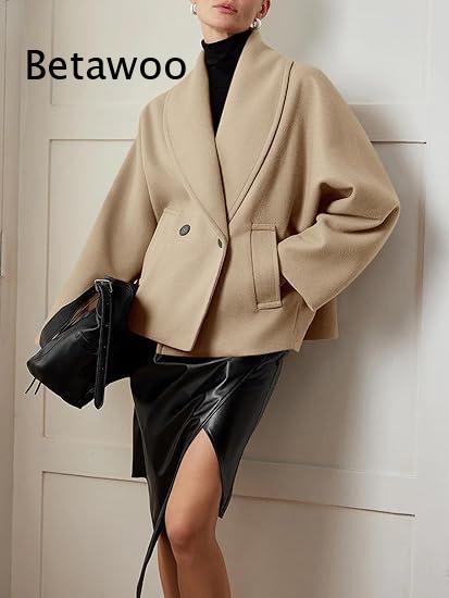 Kadınlar için Kruvaze Yaka Det - Wool Blend Coat incelemesi ve fiyatı